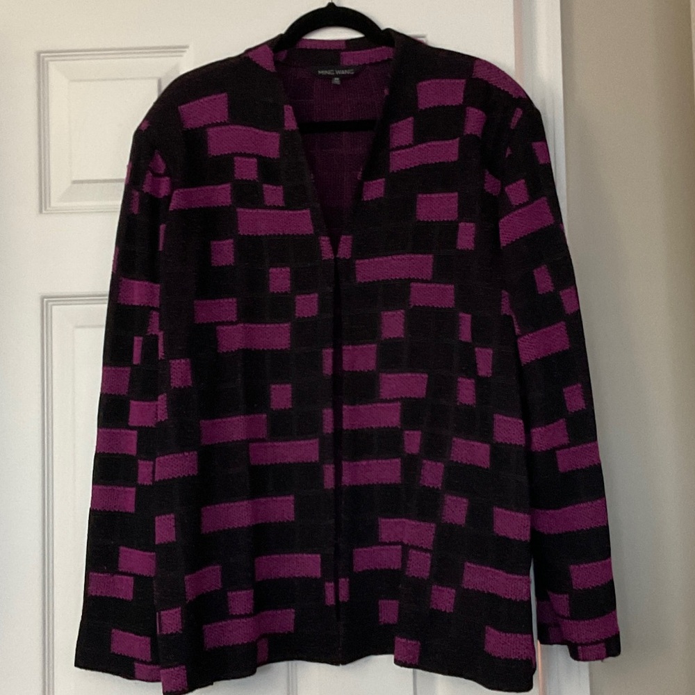 Ming Wang Black and Pink Geometric Blazer